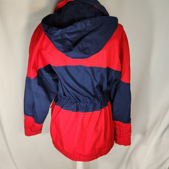 Uno Momento Red & Navy Hooded Zip & Snap Coat Size Small - Picture 8 of 12